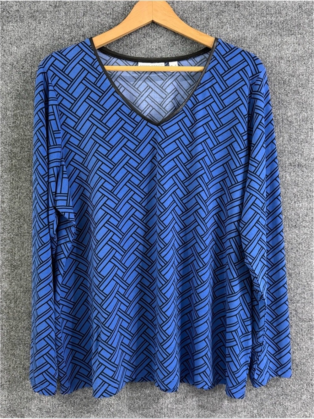 Susan Graver Womens Liquid Knit Geometric Print Top